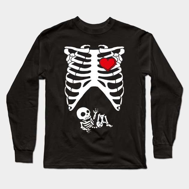 Spooky Skeleton Costume Pregnant Mommy Long Sleeve T-Shirt by SolarFlare